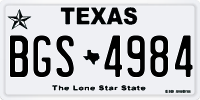 TX license plate BGS4984