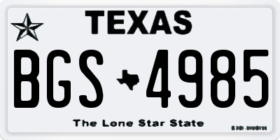 TX license plate BGS4985