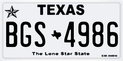 TX license plate BGS4986