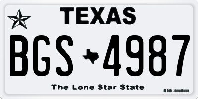 TX license plate BGS4987