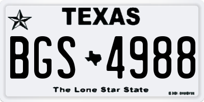 TX license plate BGS4988