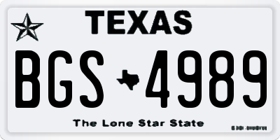 TX license plate BGS4989