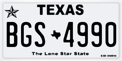 TX license plate BGS4990