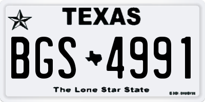 TX license plate BGS4991