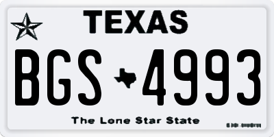 TX license plate BGS4993