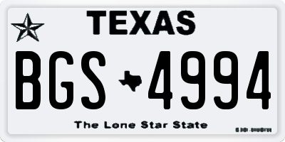 TX license plate BGS4994