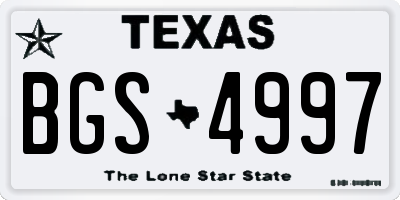 TX license plate BGS4997