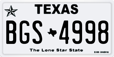 TX license plate BGS4998