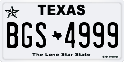 TX license plate BGS4999