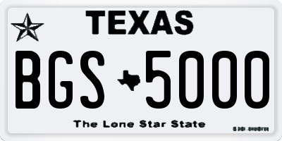TX license plate BGS5000