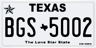 TX license plate BGS5002