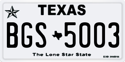 TX license plate BGS5003