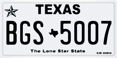 TX license plate BGS5007