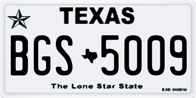TX license plate BGS5009