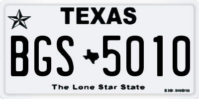 TX license plate BGS5010