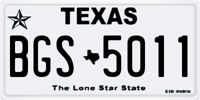 TX license plate BGS5011