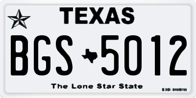 TX license plate BGS5012