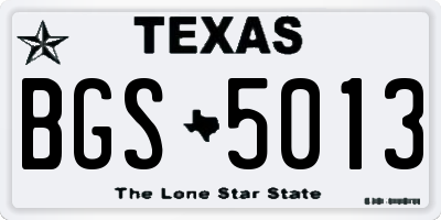 TX license plate BGS5013