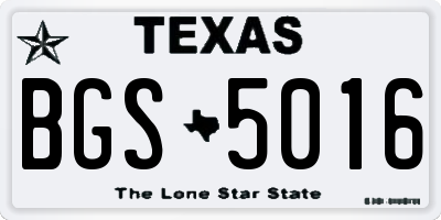 TX license plate BGS5016