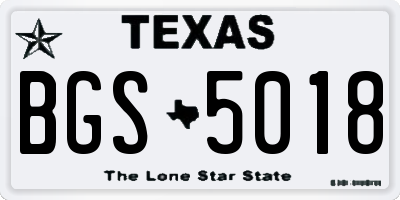 TX license plate BGS5018