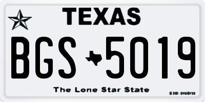 TX license plate BGS5019