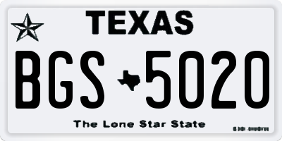 TX license plate BGS5020