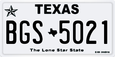 TX license plate BGS5021