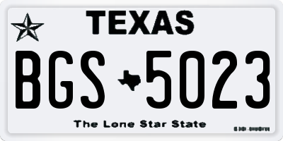 TX license plate BGS5023