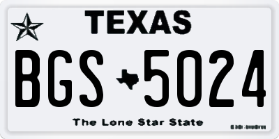TX license plate BGS5024