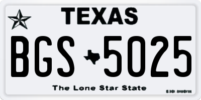TX license plate BGS5025