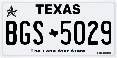 TX license plate BGS5029