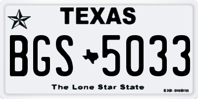 TX license plate BGS5033