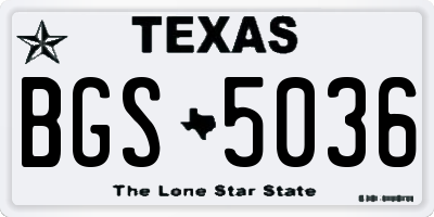 TX license plate BGS5036