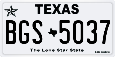 TX license plate BGS5037