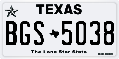 TX license plate BGS5038