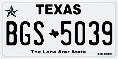 TX license plate BGS5039
