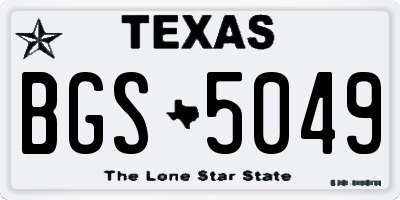 TX license plate BGS5049
