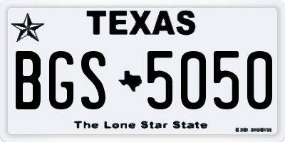 TX license plate BGS5050