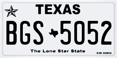 TX license plate BGS5052