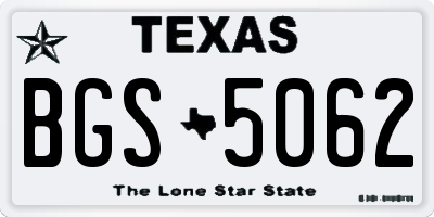 TX license plate BGS5062