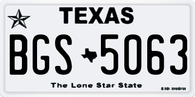 TX license plate BGS5063