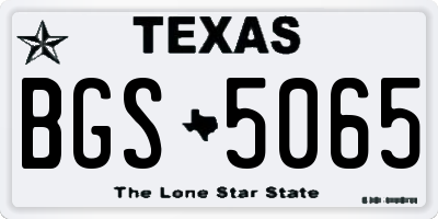 TX license plate BGS5065