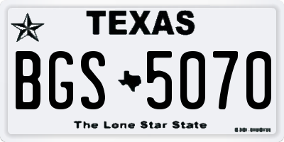 TX license plate BGS5070