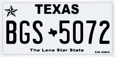 TX license plate BGS5072