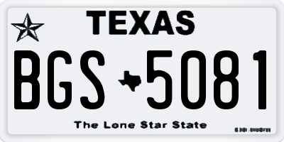 TX license plate BGS5081