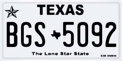 TX license plate BGS5092