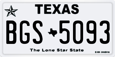TX license plate BGS5093