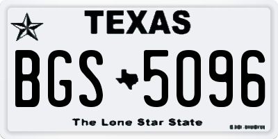 TX license plate BGS5096