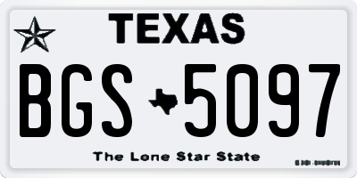 TX license plate BGS5097