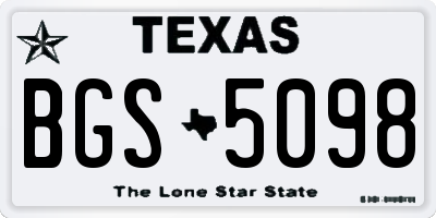 TX license plate BGS5098